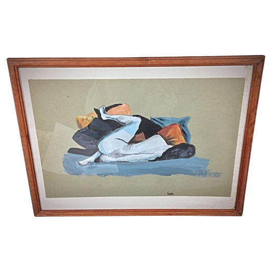 Elegant watercolor by Ludo – reclining nude woman

