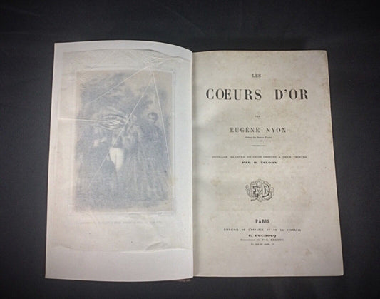 Illustrated French literature with two-tone drawings
