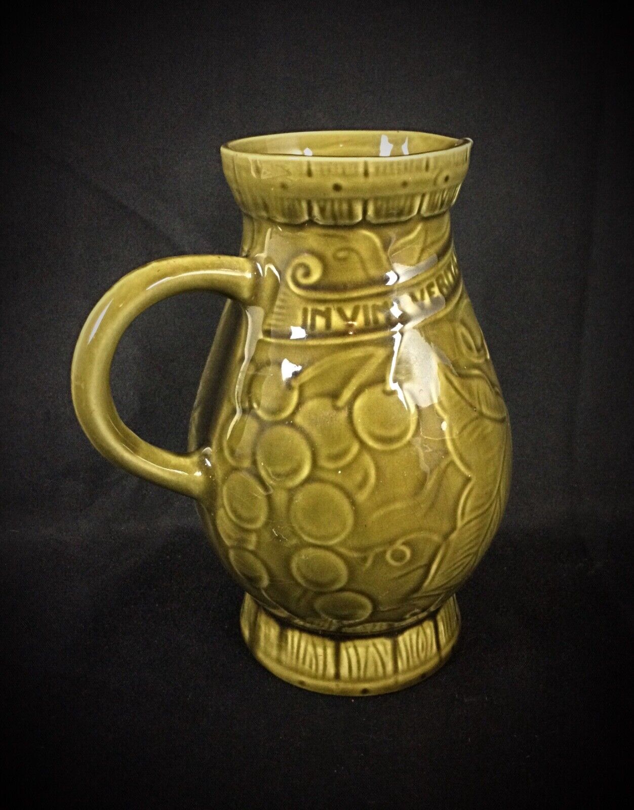 French Vintage Ceramic Pitcher by Sarreguemines
