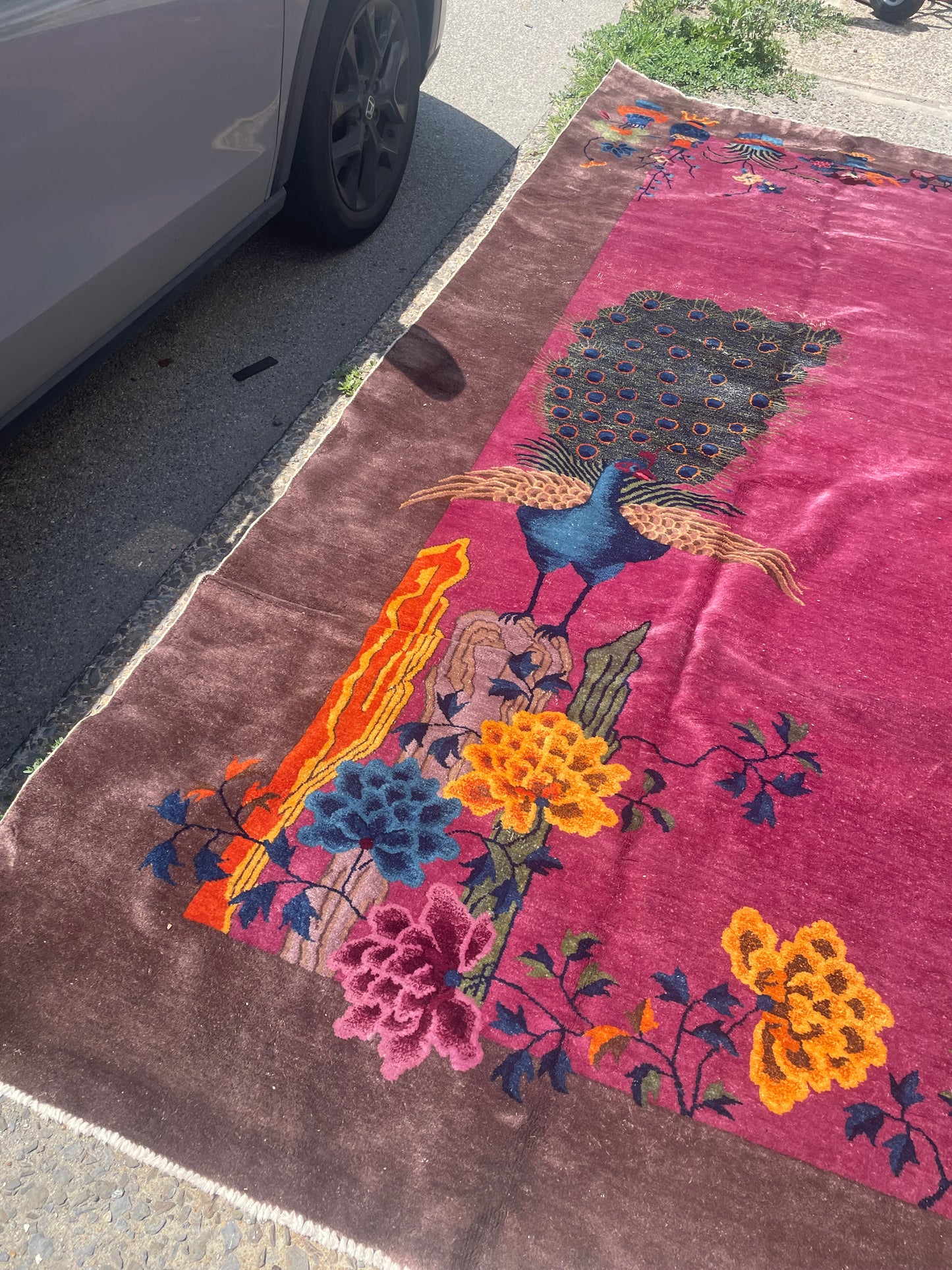 Tapis chinois Art Déco ancien fait main 277cm x 356cm (9.1' x 11.7') années 1920 - 1B885