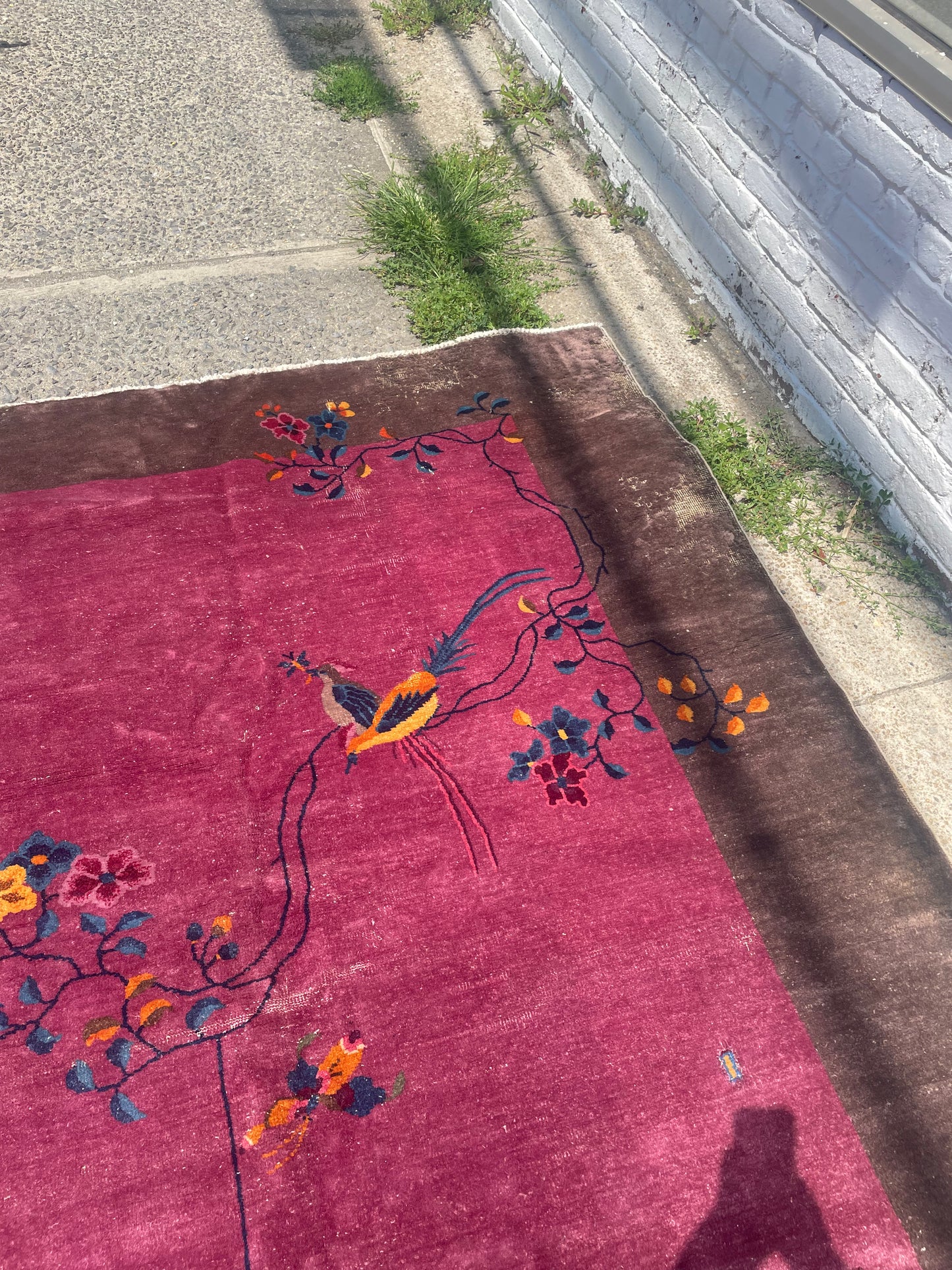 Tapis chinois Art Déco ancien fait main 277cm x 356cm (9.1' x 11.7') années 1920 - 1B885