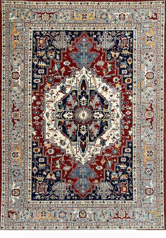 Main view of Handmade Contemporary Heriz Style ORA Rug - A custom-designed 10.2 ft x 14 ft wool rug by ORA (One Royal Art), showcasing intricate patterns and rich colors for timeless elegance.