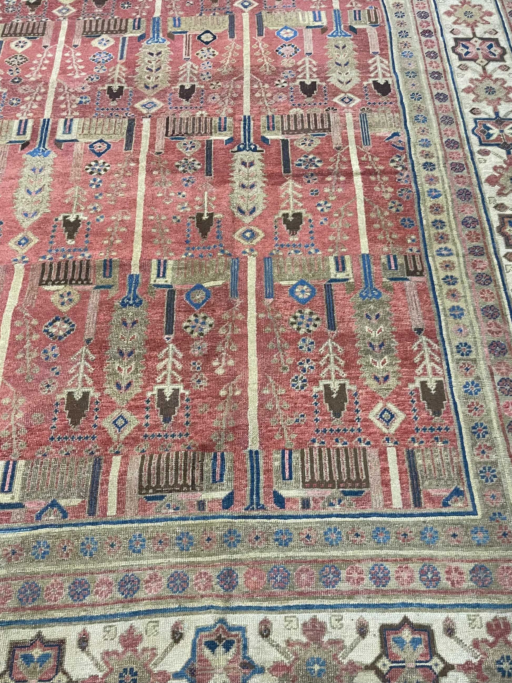 Side view of the palace-sized rug demonstrating its luxurious wool material