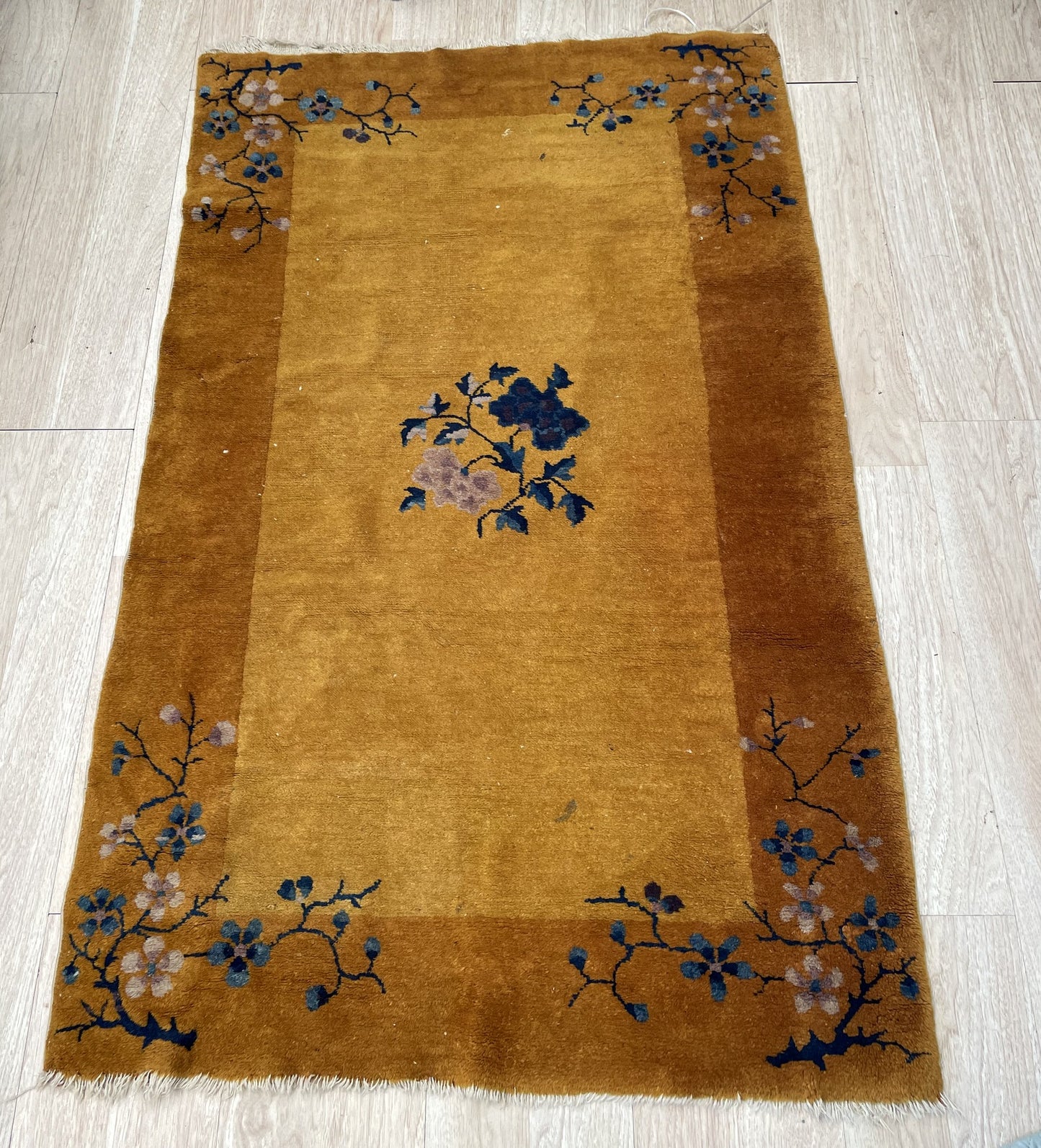Handmade Antique Art Deco Chinese Rug 3' x 4.10' (91cm x 147cm) 1920s - 2B53