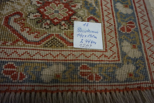Back view of the antique Turkish Transilvania prayer rug showcasing its craftsmanship and size