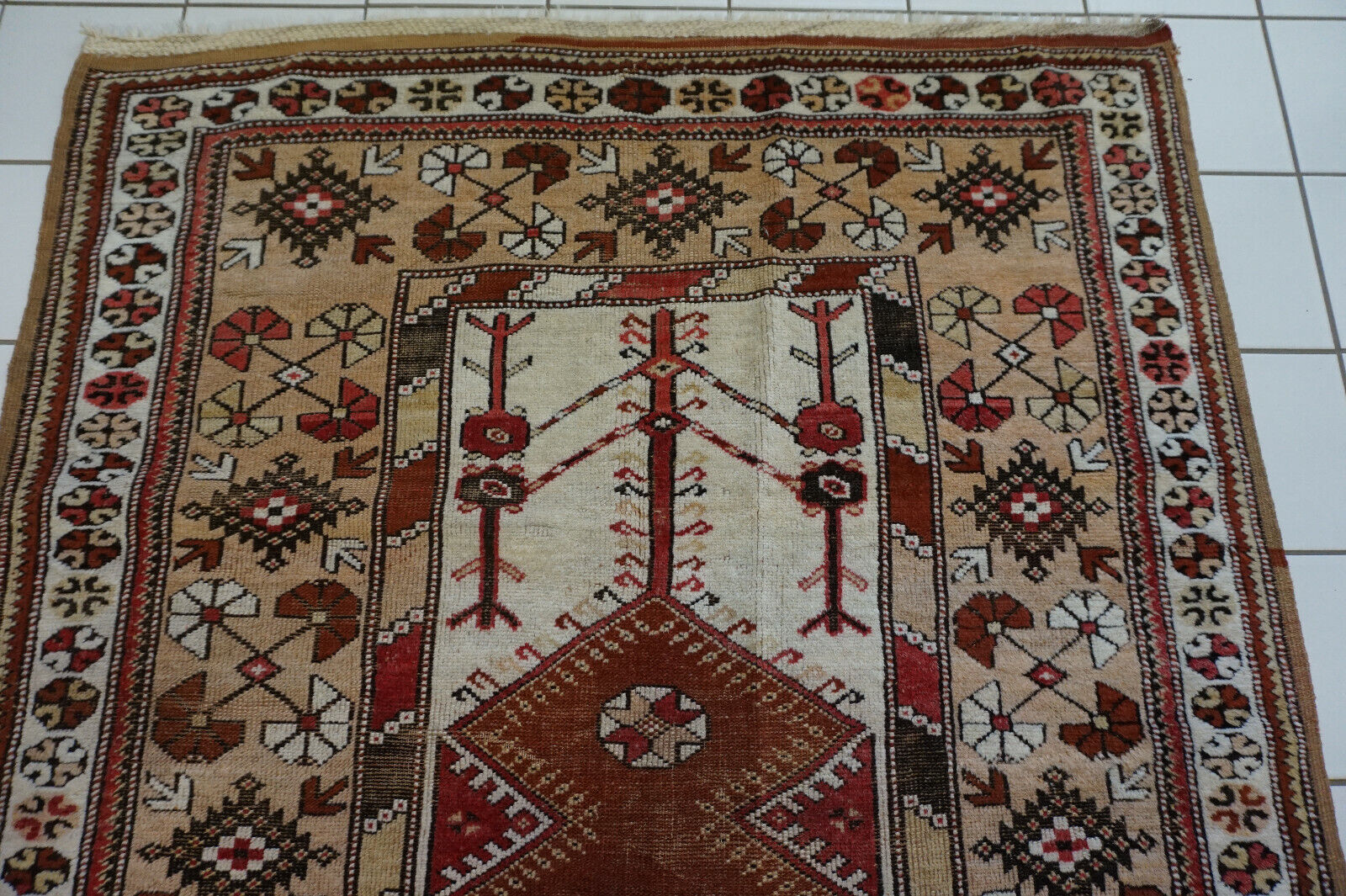 Front view of the Handmade Traditional Turkish Melas Rug highlighting its cultural heritage