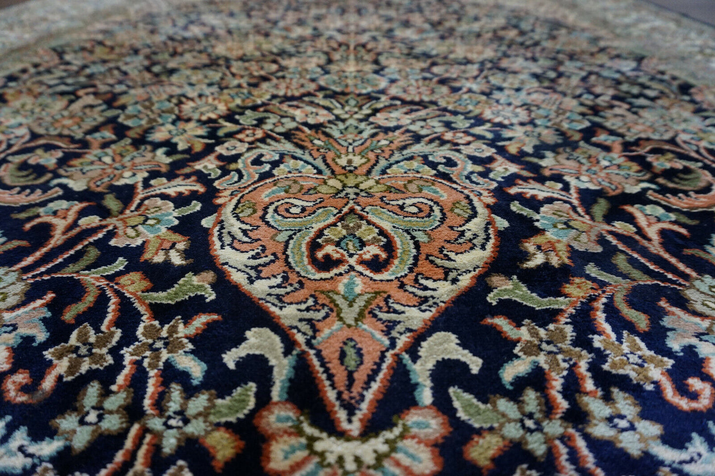  Close-up of the revered Tree of Life motif on the Handmade Vintage Persian Kashmir Rug