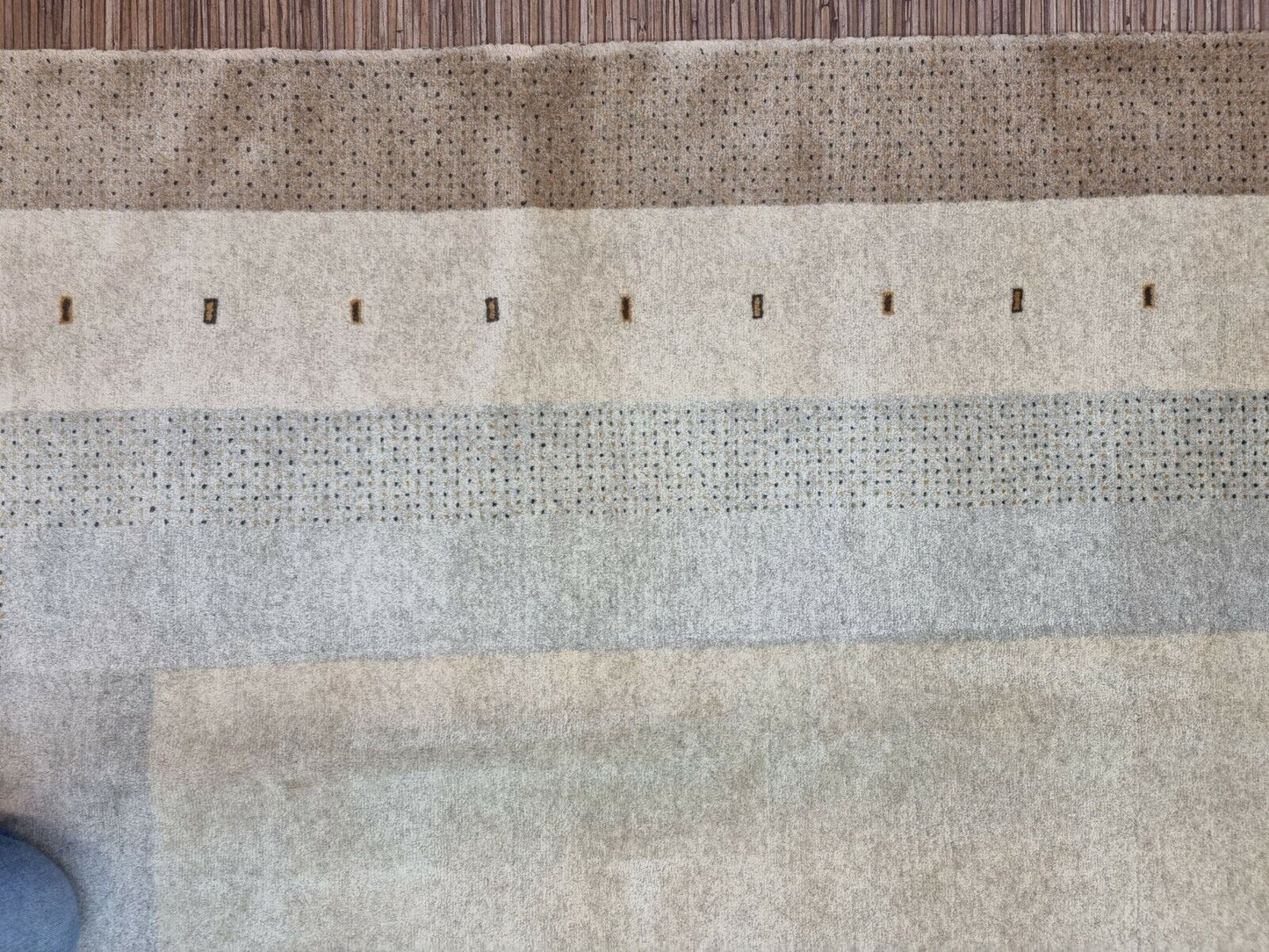Close-up of the simplicity with depth on the Handmade Vintage Persian Style Gabbeh Rug