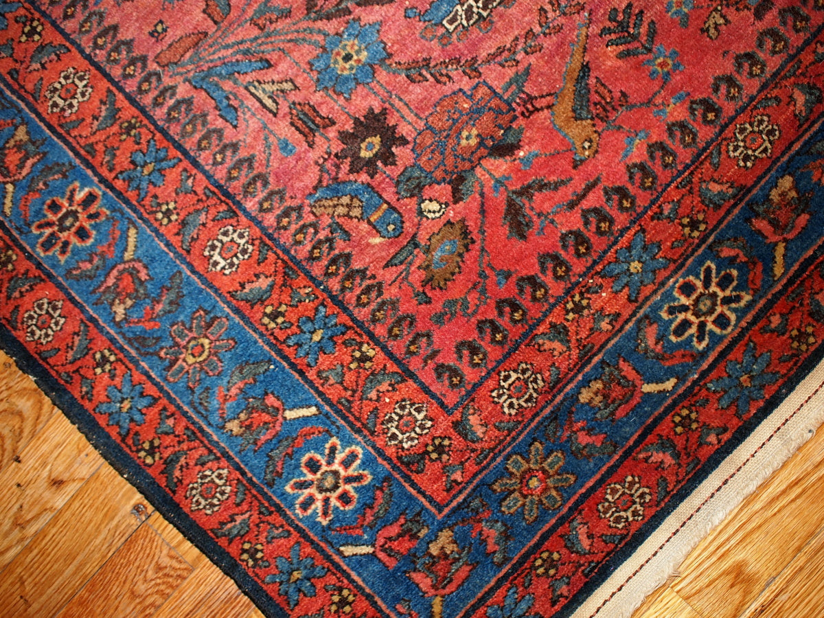 Rust and Blue Details - Antique Wool Rug
