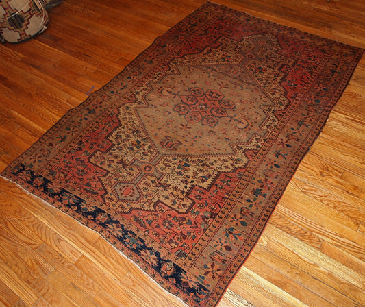 Handmade antique Persian Farahan rug 4.3' x 6.7' (131cm x 204cm) 1910s - 1B153 - One Royal Art