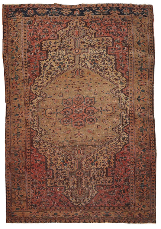 Handmade antique Persian Farahan rug 4.3' x 6.7' (131cm x 204cm) 1910s - 1B153 - One Royal Art