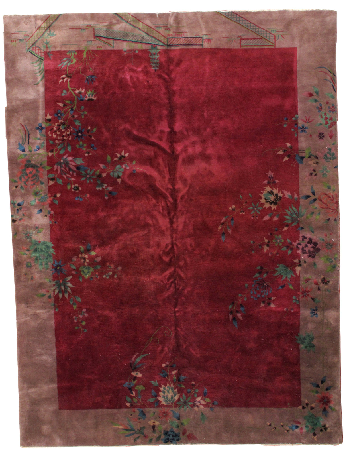 Handmade antique Art Deco Chinese rug 8.10' x 11.6' (273cm x 353cm) 1920s - 1B171A