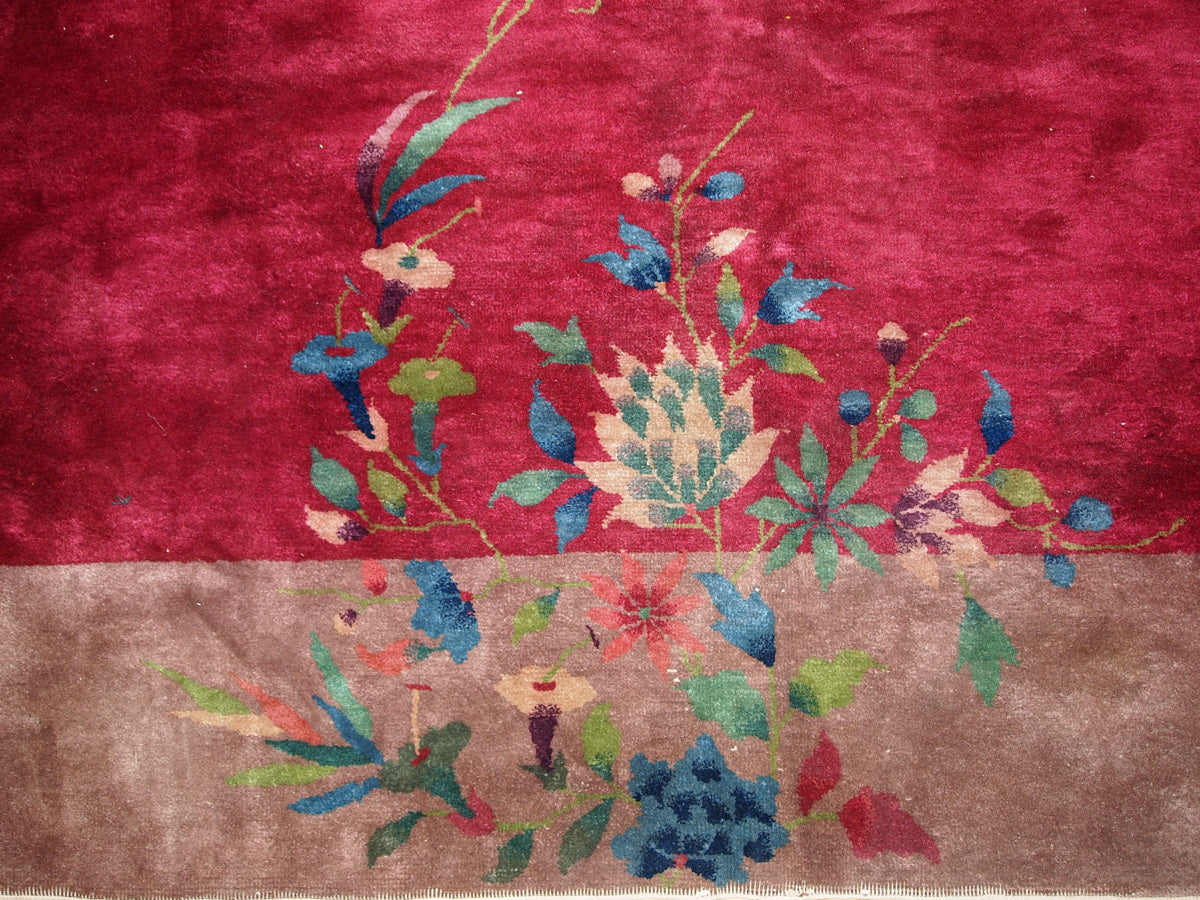 Handmade antique Art Deco Chinese rug 8.10' x 11.6' (273cm x 353cm) 1920s - 1B171A