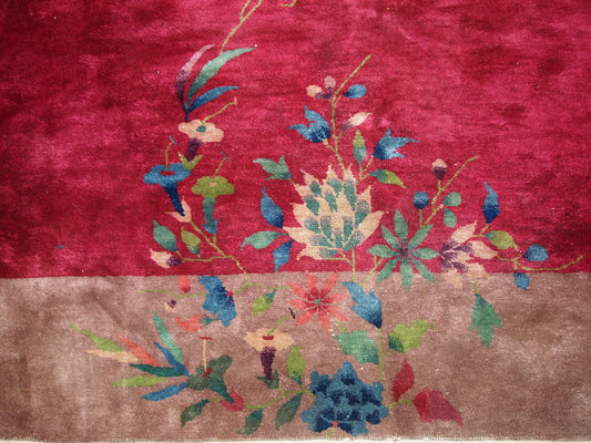 Handmade antique Art Deco Chinese rug 8.10' x 11.6' (273cm x 353cm) 1920s - 1B171A - One Royal Art