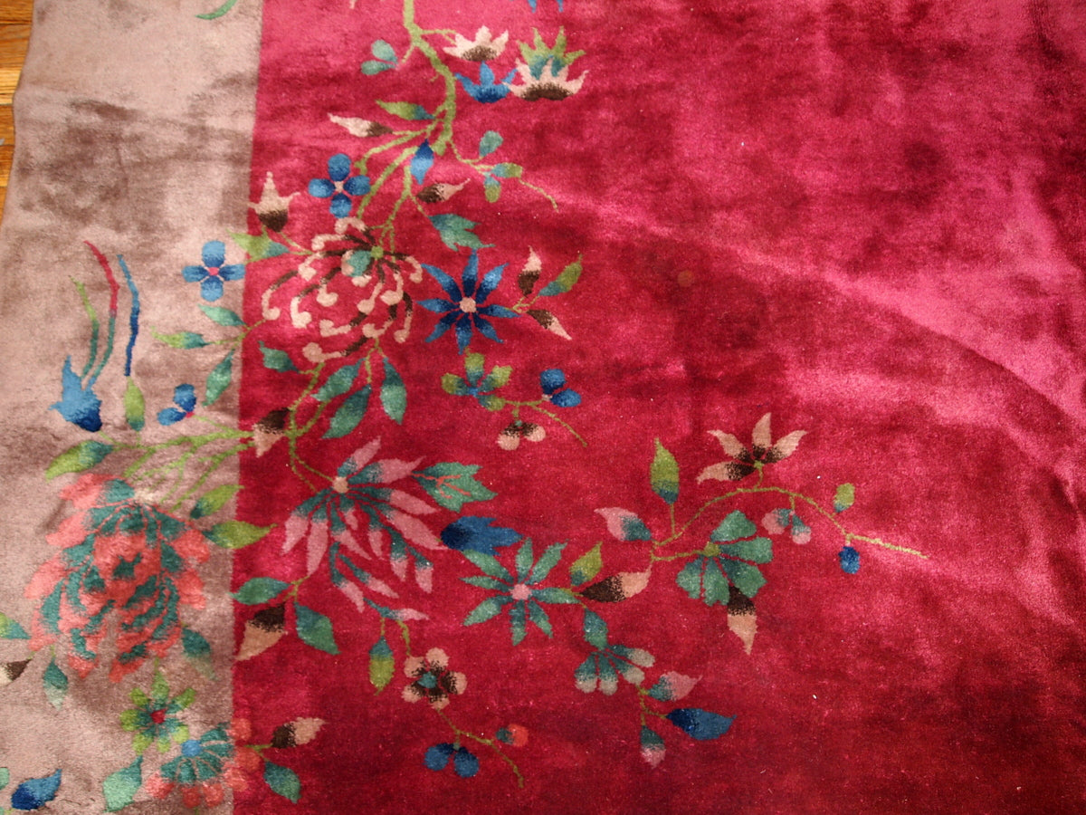 Handmade antique Art Deco Chinese rug 8.10' x 11.6' (273cm x 353cm) 1920s - 1B171A
