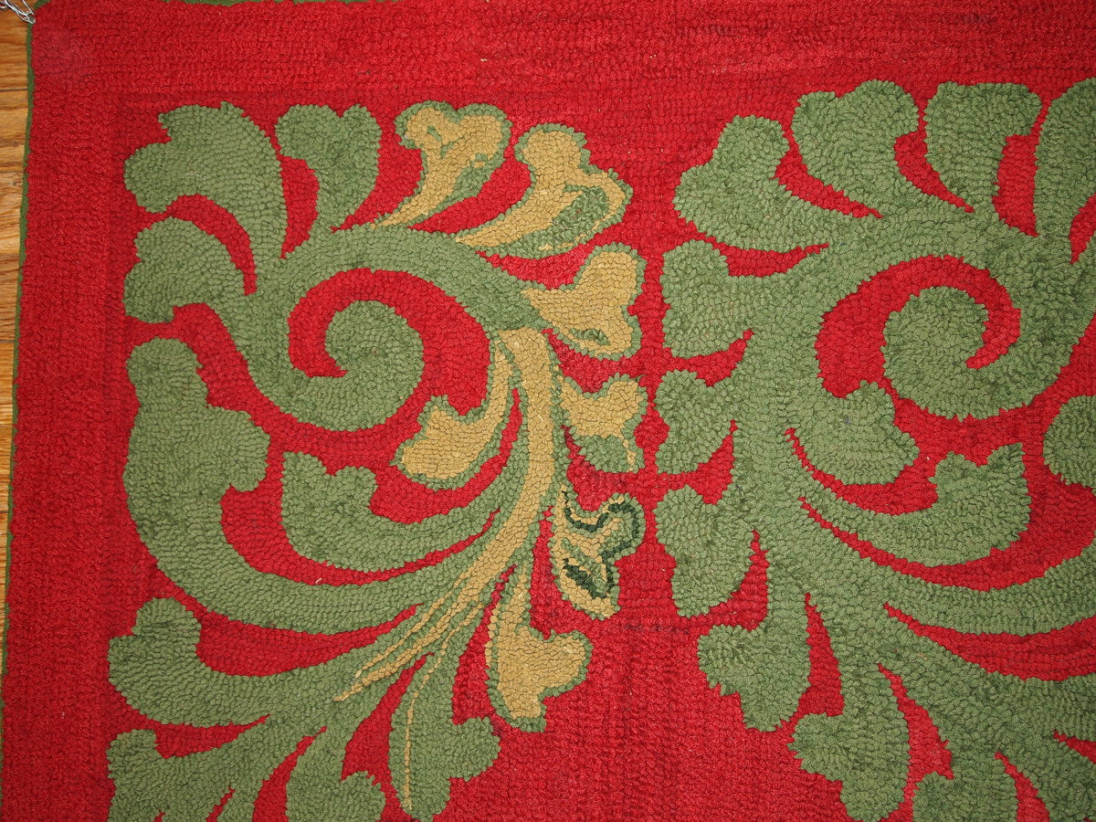 Handmade antique American Hooked rug 2.9' x 5' (88cm x 152cm) 1920s - 1B182 - One Royal Art