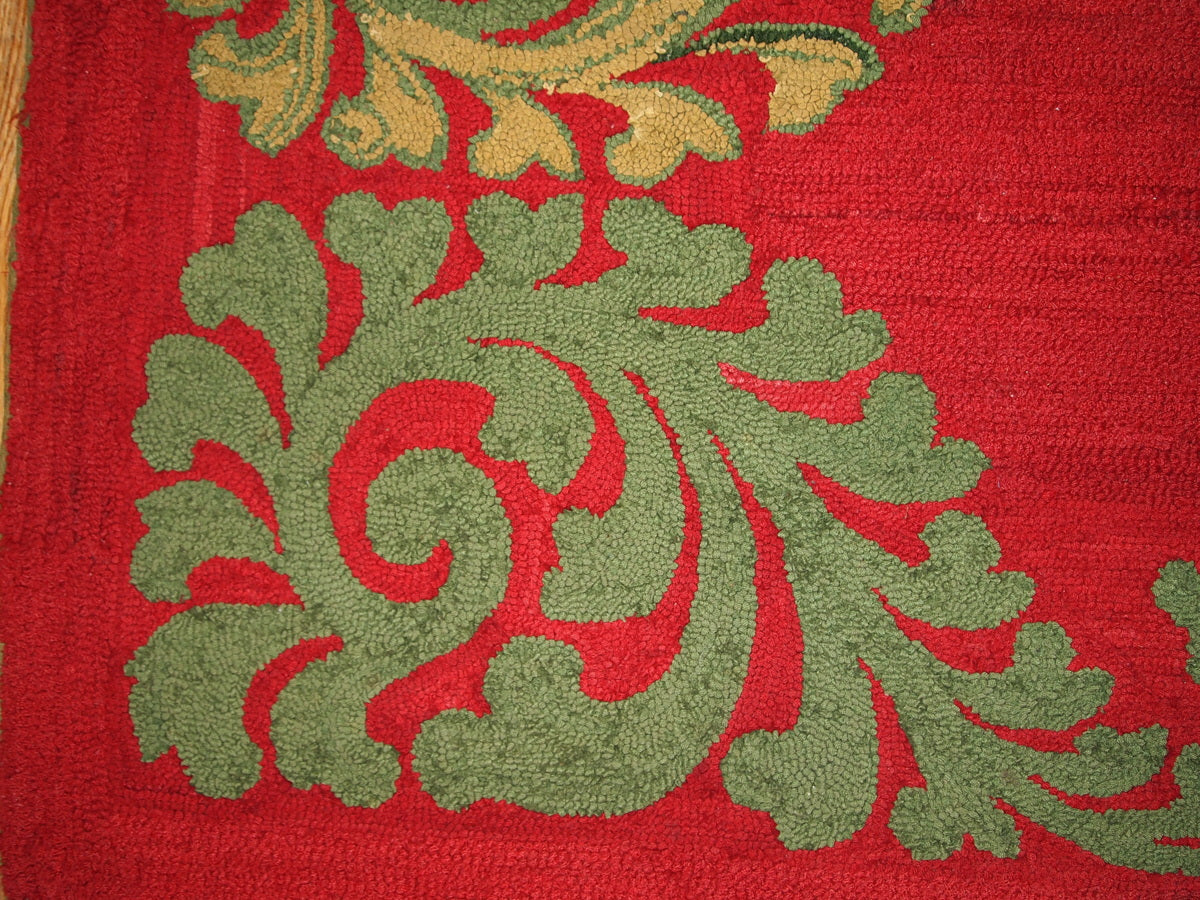 Handmade antique American Hooked rug 2.9' x 5' (88cm x 152cm) 1920s - 1B182 - One Royal Art