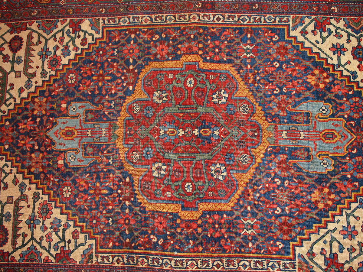 Handmade antique Persian Bidjar rug 4.9' x 7.4' (149cm x 225cm) 1880s - 1B194