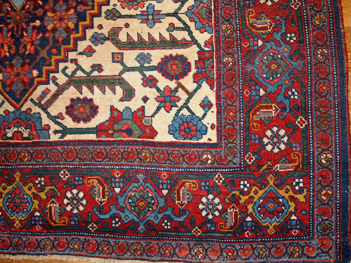 Handmade antique Persian Bidjar rug 4.9' x 7.4' (149cm x 225cm) 1880s - 1B194