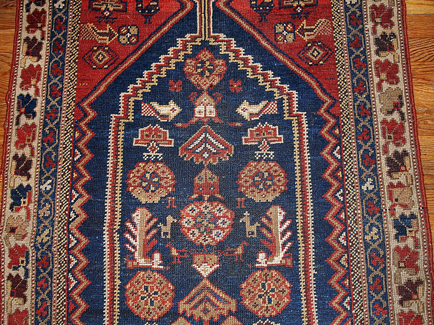 Handmade antique Persian Shiraz rug 3.2' x 5.9' (97cm x 180cm) 1920s - 1B223