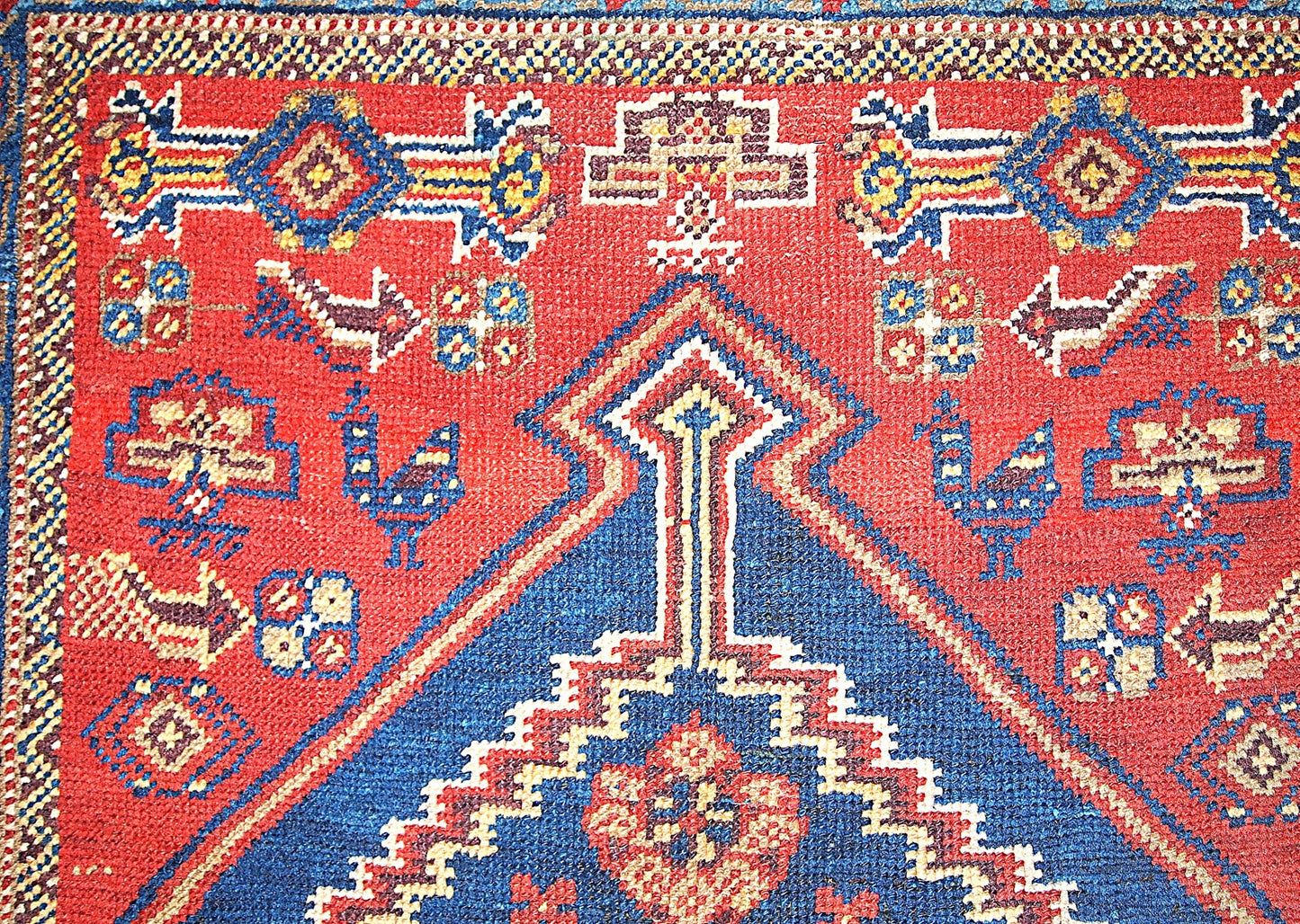 Handmade antique Persian Shiraz rug 3.2' x 5.9' (97cm x 180cm) 1920s - 1B223