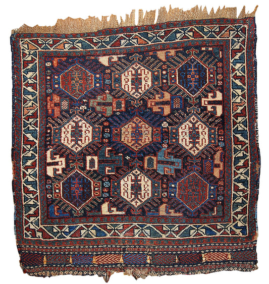 Handmade antique collectible Persian Khamseh bag face 1.9' x 1.11' (58cm x 67cm) 1880s - 1B318 - One Royal Art