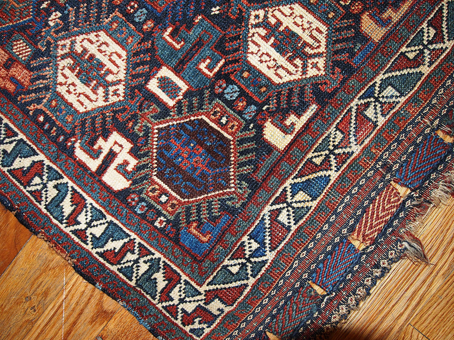 Handmade antique collectible Persian Khamseh bag face 1.9' x 1.11' (58cm x 67cm) 1880s - 1B318