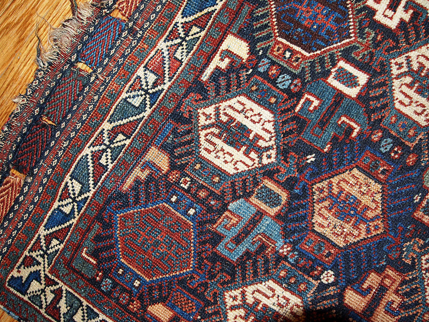 Handmade antique collectible Persian Khamseh bag face 1.9' x 1.11' (58cm x 67cm) 1880s - 1B318