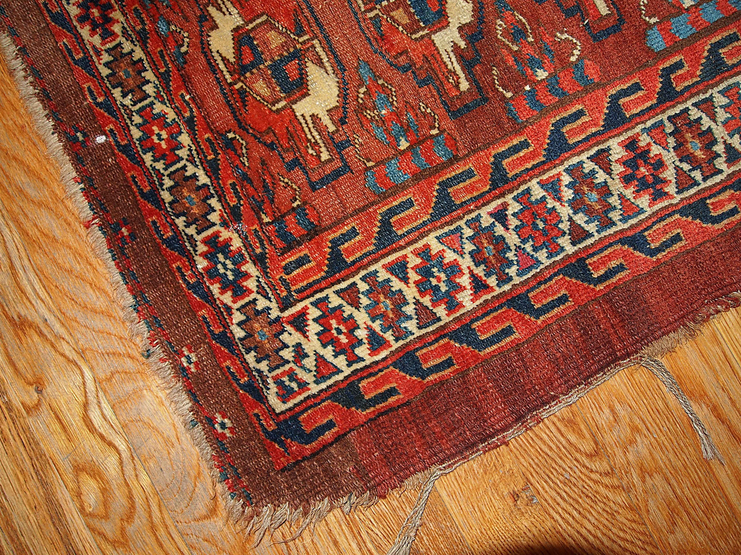 Handmade antique collectible Turkmen Yomud rug 2.11' x 4.3' (94cm x 131cm) 1880 - 1B320
