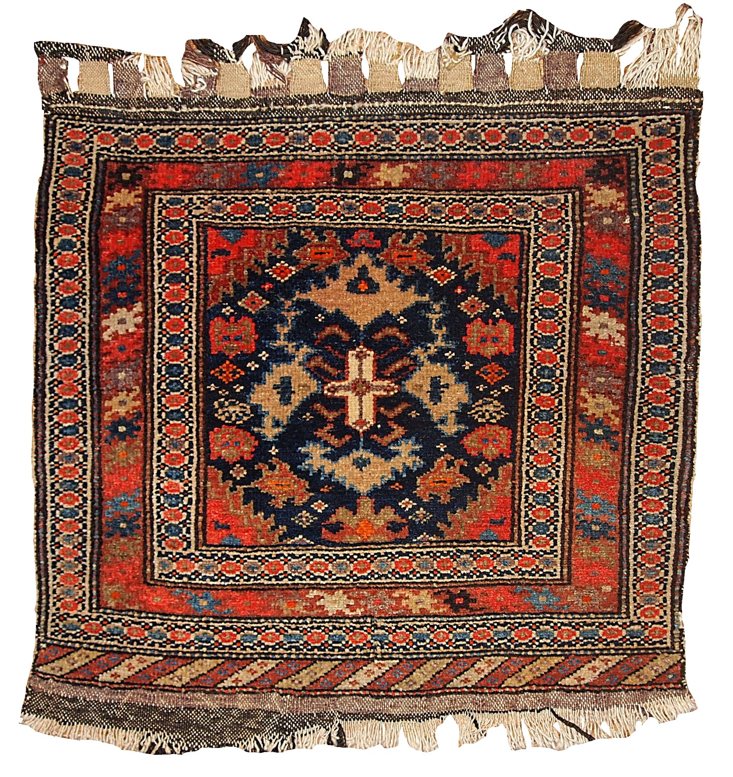Handmade antique collectible Persian Malayer bag face 2' x 2.3' (61cm x 70cm) 1900s - 1B334