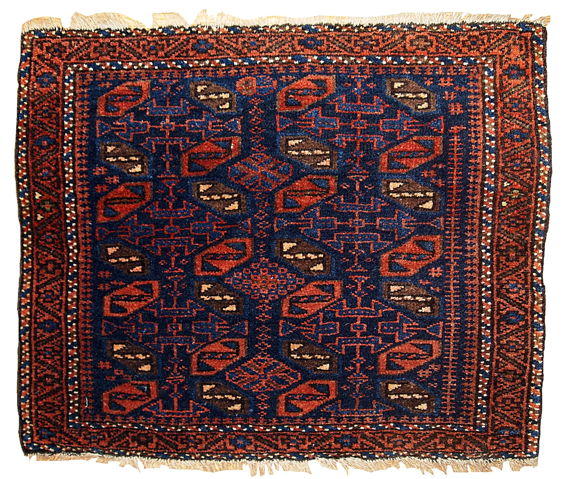 Handmade antique collectible Afghan Baluch bagface 1.7' x 1.11' (52cm x 59cm) 1880s - 1B340 - One Royal Art