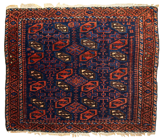 Handmade antique collectible Afghan Baluch bagface 1.7' x 1.11' (52cm x 59cm) 1880s - 1B340 - One Royal Art