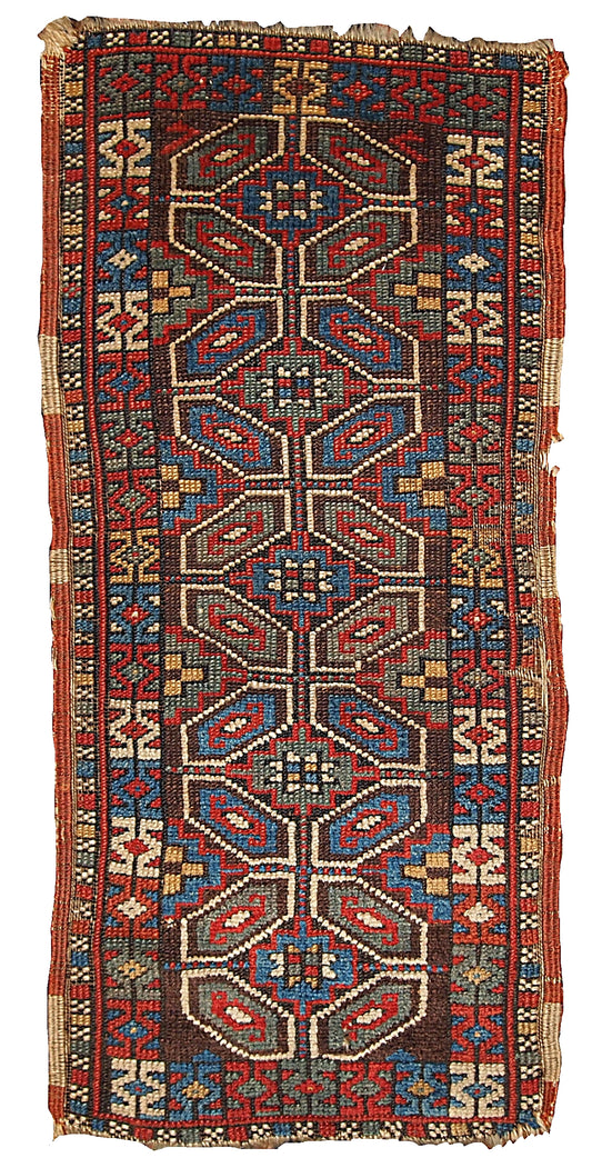 Handmade antique collectible Turkish Yastik rug 1.5' x 3' (45cm x 91cm) 1880s - 1B349 - One Royal Art