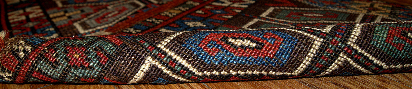 Handmade antique collectible Turkish Yastik rug 1.5' x 3' (45cm x 91cm) 1880s - 1B349