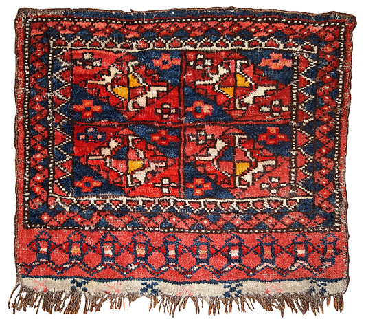 Handmade antique collectible Uzbek bag face 1.4' x 1.6' (42cm x 48cm) 1870s - 1B352