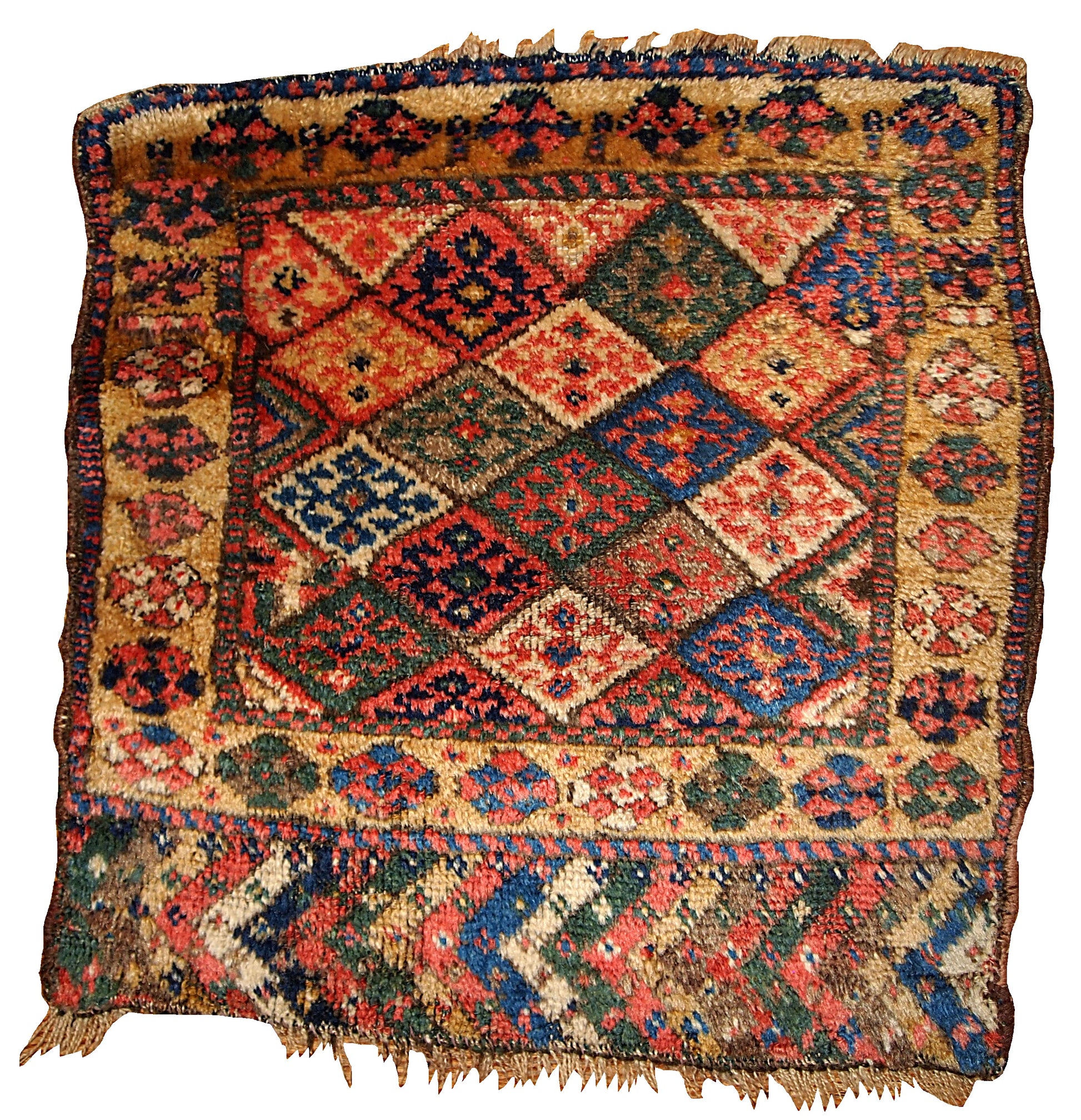 Handmade antique collectible Persian Kurdish bag face 1880s