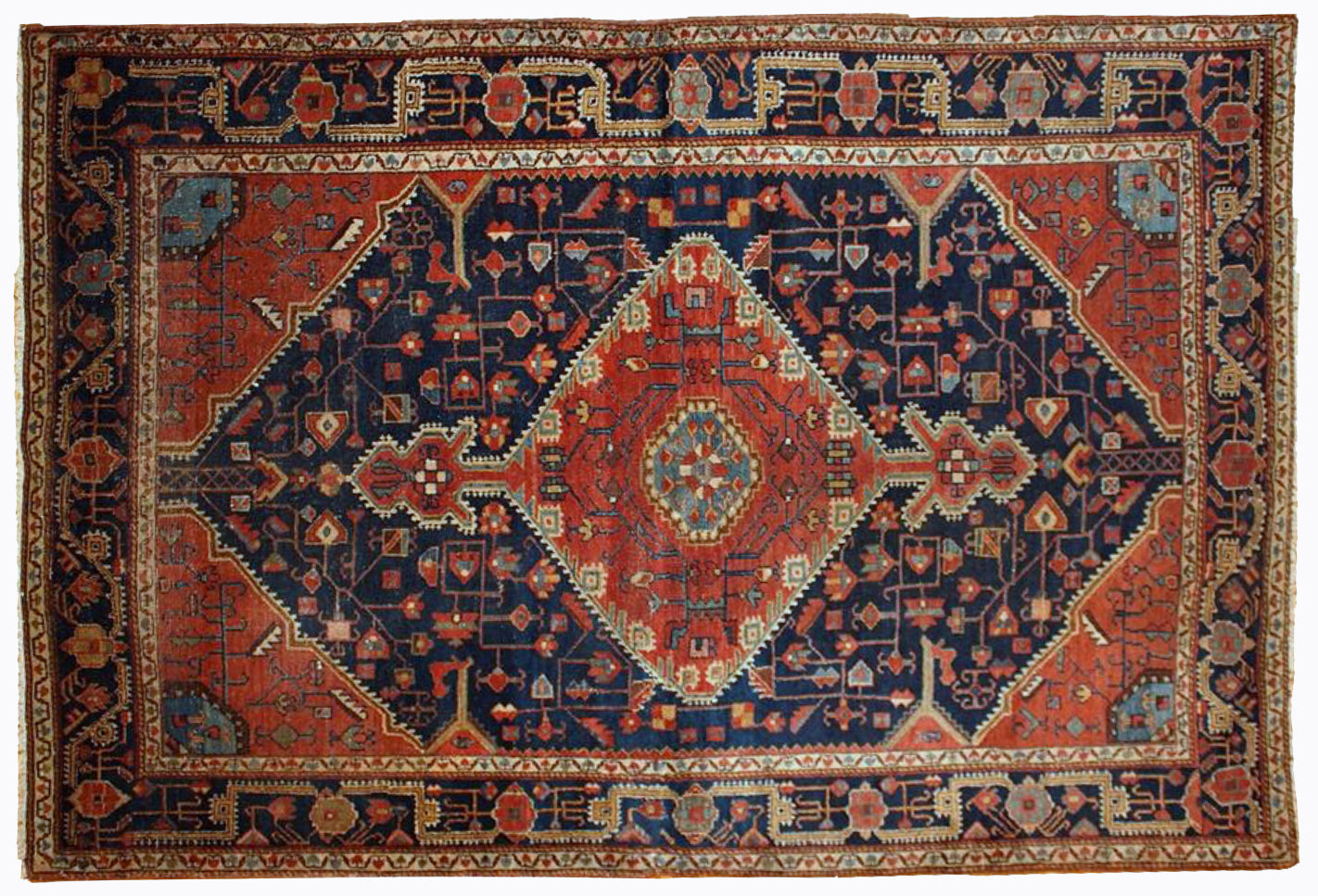 Handmade antique Persian Malayer rug 1920s