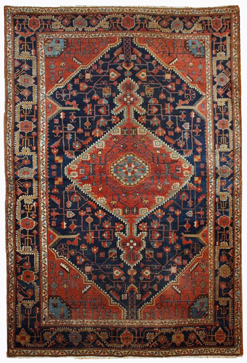 Handmade antique Persian Malayer rug 1920s
