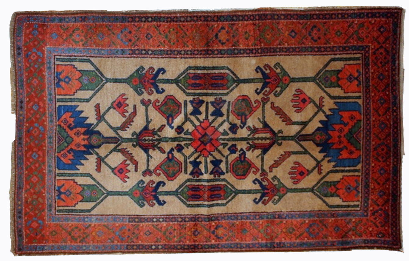 Handmade antique Persian Kurdish rug 1900s