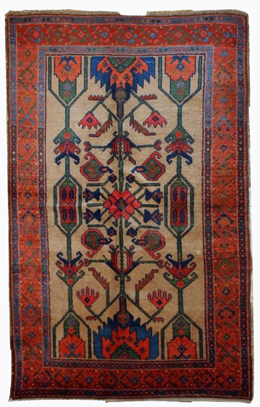Handmade antique Persian Kurdish rug 1900s