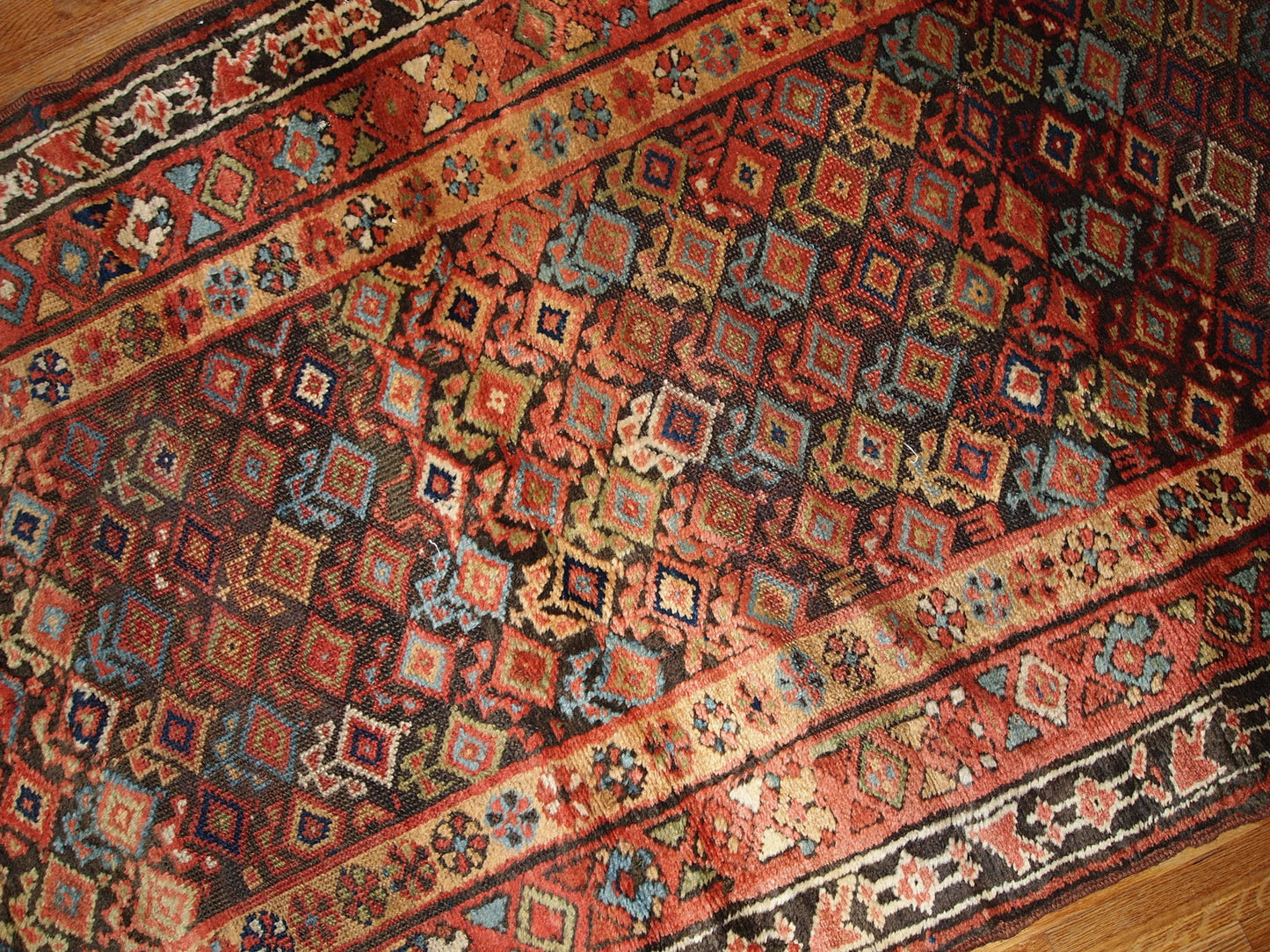 Handmade antique Persian Kurdish runner 1880s