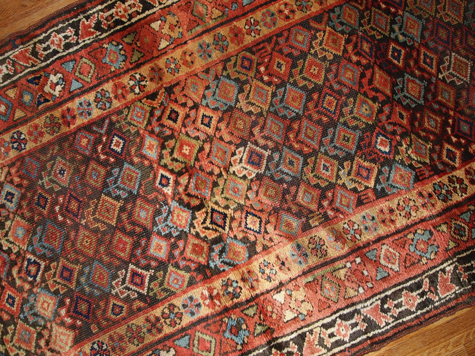 Handmade antique Persian Kurdish runner 1880s