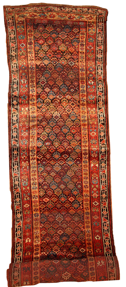 Handmade antique Persian Kurdish runner 1880s