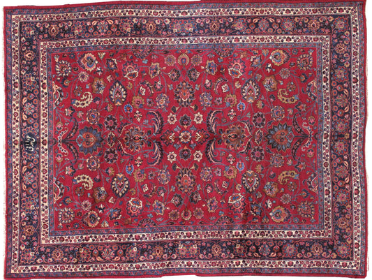 Handmade antique Persian Mashad rug 1910s