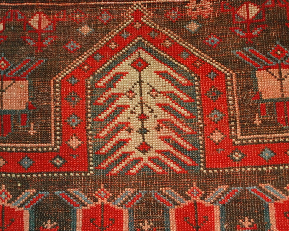 Antique hand made Russian Karabagh rug in original condition, it has some signs of age. The rug is prayer from the end of 19th century. 