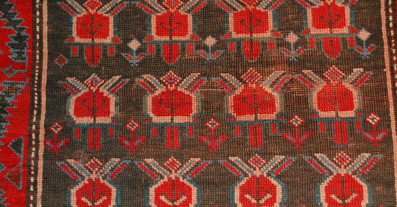 Antique hand made Russian Karabagh rug in original condition, it has some signs of age. The rug is prayer from the end of 19th century. 