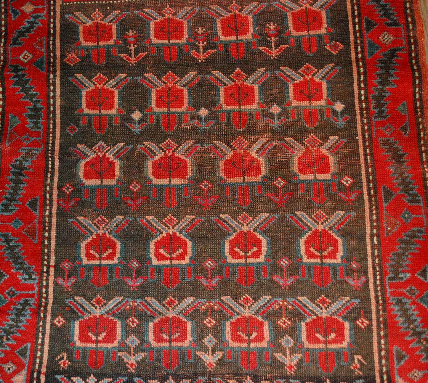 Antique hand made Russian Karabagh rug in original condition, it has some signs of age. The rug is prayer from the end of 19th century. 