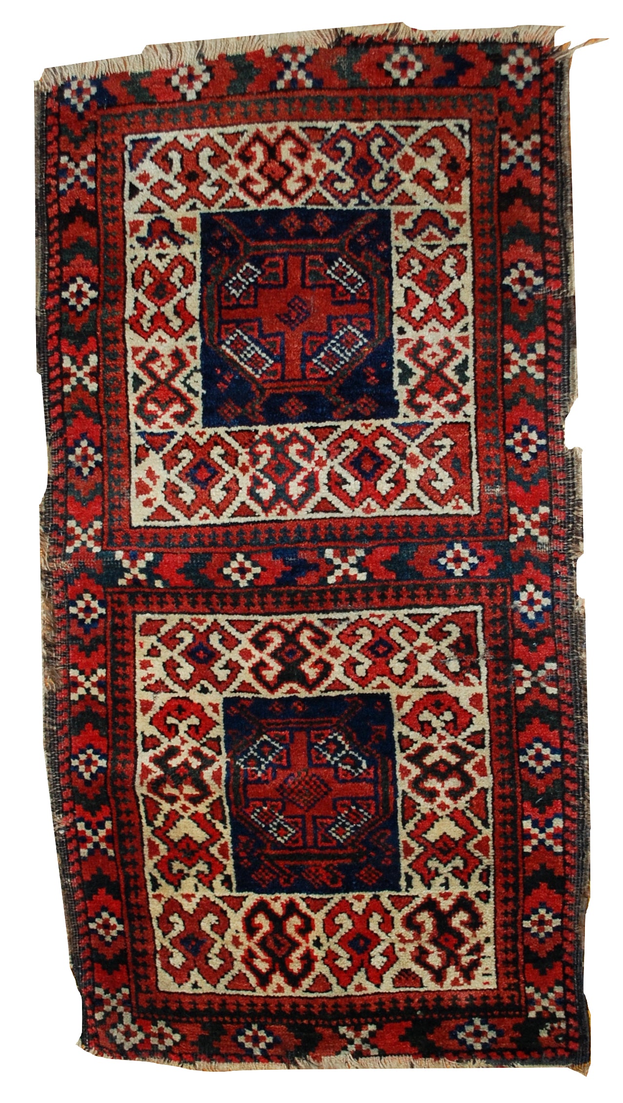 Handmade antique Afghan Baluch double bag face 1880s