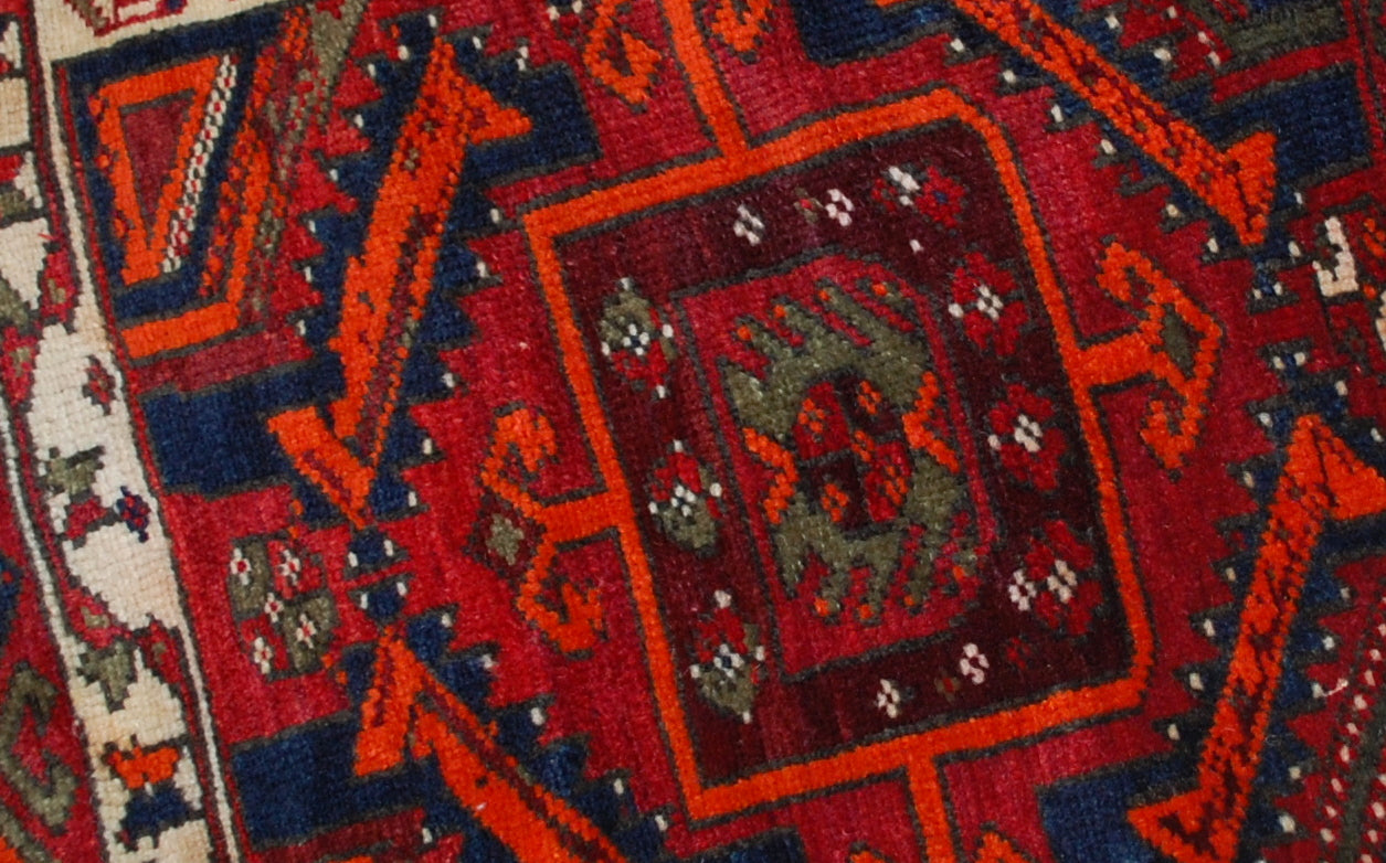 Antique collectible Turkish Yastik rug in original good condition, it is dated around 1890s. The rug made in combination of bright and dark colors. 