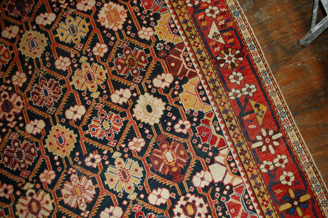 Antique hand made Russian Karabagh rug in good condition. The rug is from the end of 19th century, made in black and red wool.